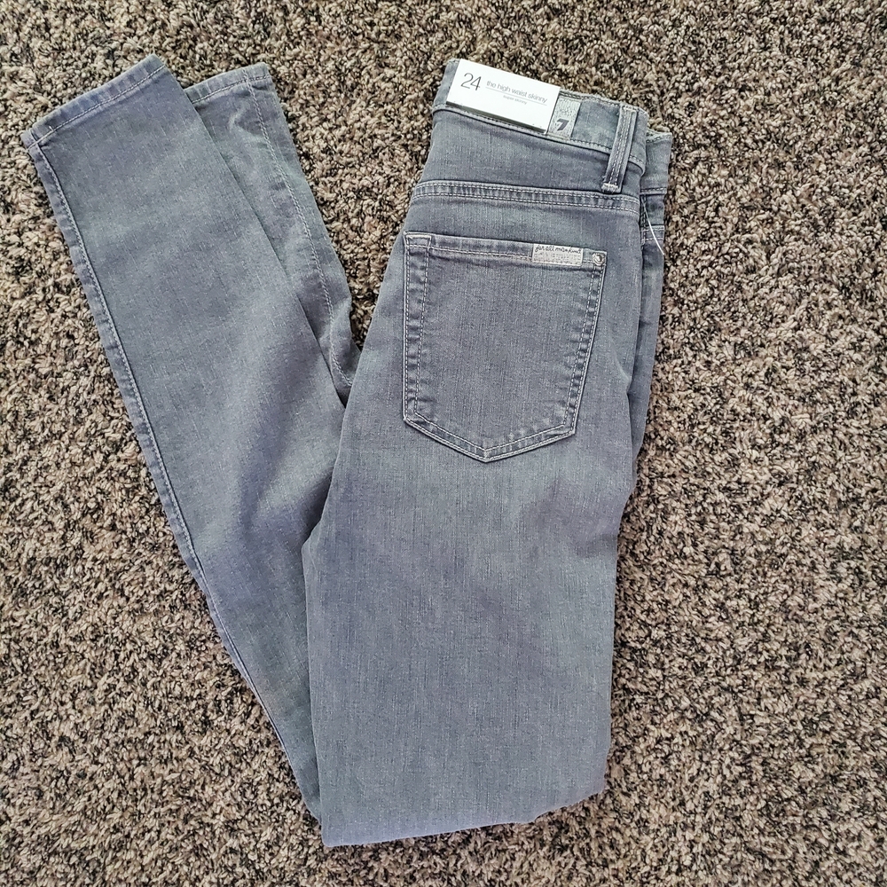 Women's 7 For All Man Kind Gray Super Skinny Jeans Size 24 NWT